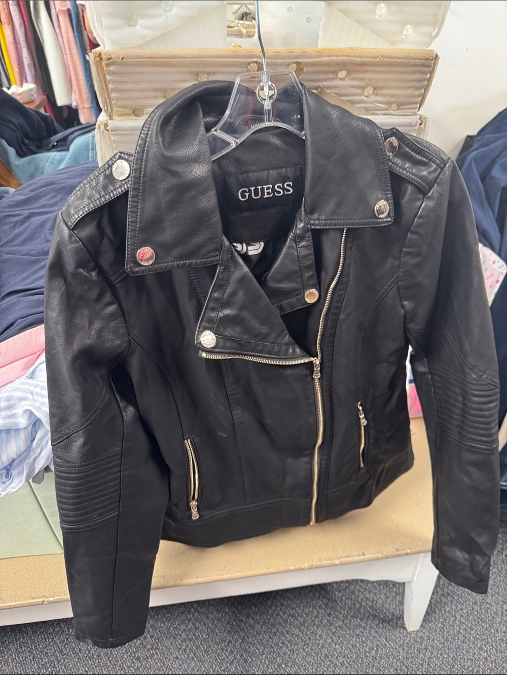 Guess faux leather moto jacket M // 080133